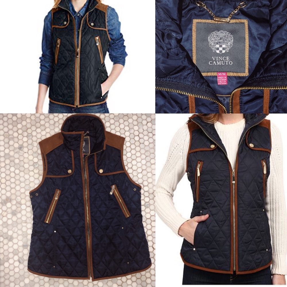 Vince Camuto Quilted Vest with Suede Trim